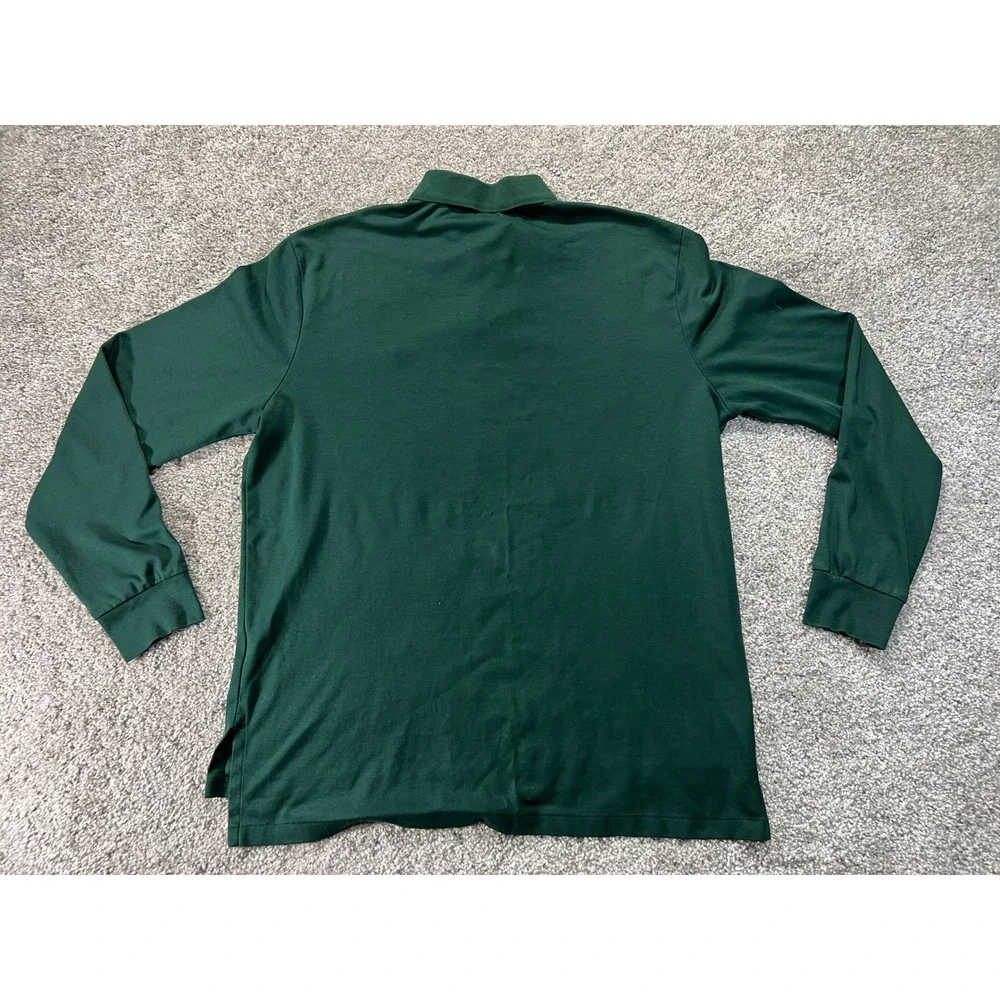 Polo Ralph Lauren Mens Green Pima Soft Touch Long Sleeve Polo Shirt Size L